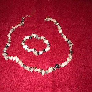 Raw stone necklace/bracelet set